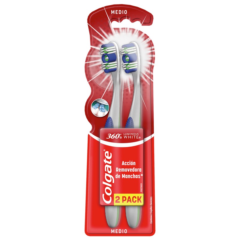 Cepillo Dental Colgate 360 Luminous Med 2x1