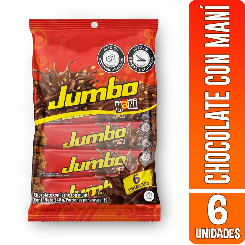 Chocolatina jumbo x6unidades mani 240g 