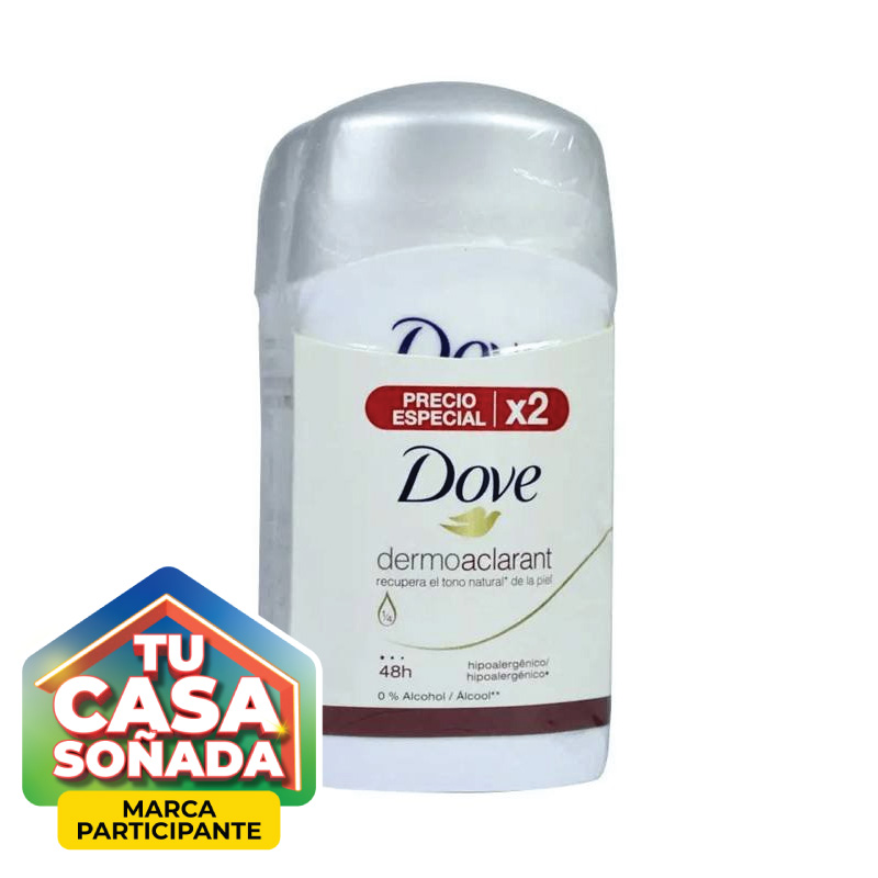 Desodorante Dove 2x50g Barra Dermo Aclarante
