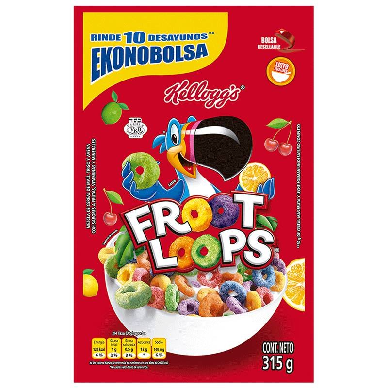 Cereal Kellog x315g Froot Loops Bolsa