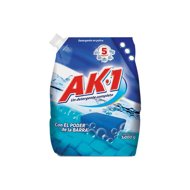 Detergente Ak 1 x3000g Con El Poder De La Barra Azul