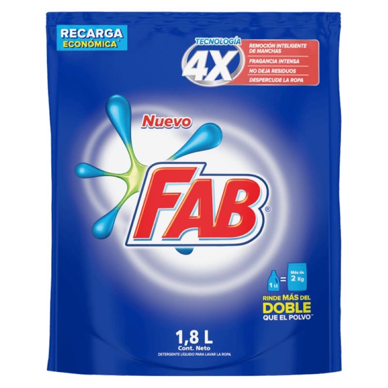 Detergente Fab x 1800 ml Liquido Doy Pack