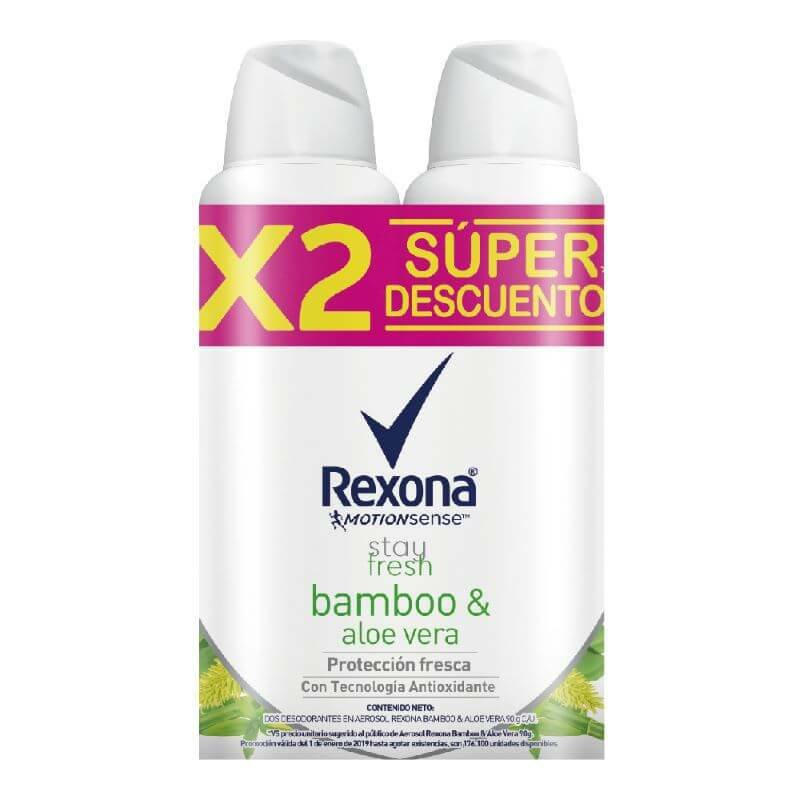 Desodorante Rexona 2x90G Aerosol Bamboo Precio Especial