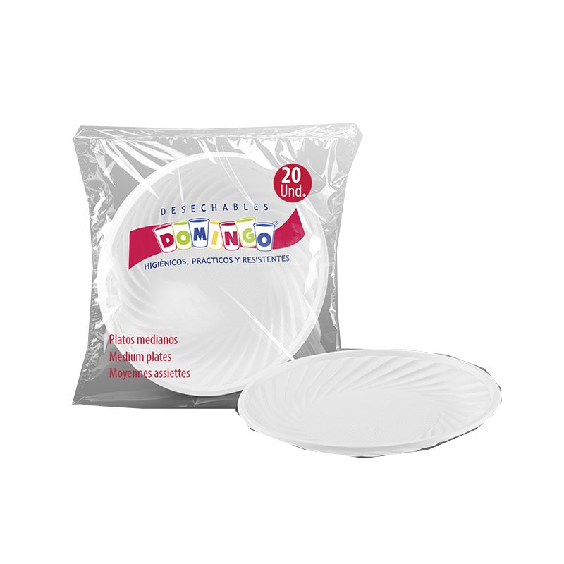Plato desechable domingo x20und mediano Surtifamiliar.com